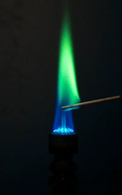 Boron flame test (bright green)
